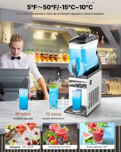 Mikamax Maszyna do napojów slushie granita 15L stal nierdzewna do barów i imprez 4