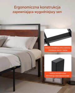 vidaXL Rama łóżka queen metalowa 35cm z drewnem i dużym schowkiem bez skrzyni 4