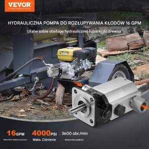 Virax Pompa hydrauliczna do łuparki 2-stopniowa 60 l/min 3600 RPM do drewna 3