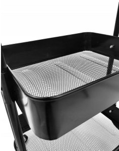 Kontrasto Regał mobilny metalowy 3 półki na kółkach czarny wózek 74 cm 6