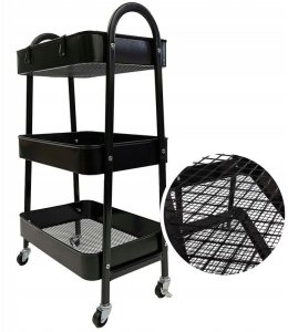 Vevor Wózek metalowy organizer mobilny 3 poziomy blokada kółek 79cm czarny 3