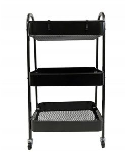 Vevor Wózek metalowy organizer mobilny 3 poziomy blokada kółek 79cm czarny 7