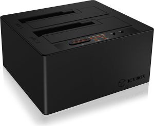 Stacja dokująca Icy Box IcyBox Stacja dokująca na Dyski 2x 2,5''/3,5'' HDD, USB 3.1 Type-C, Led, Czarna (IB-121CL-C31) 1
