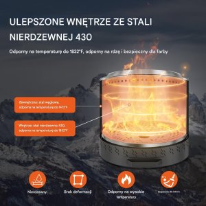 Vevor Biokominek kominek wolnostojący na taras stół ogrodowy stojący 40 cm 3