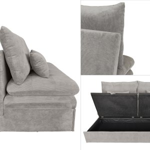 Kontrasto Sofa wypoczynkowa Aster beżowa sztruksowa rozkładana z funkcją spania 5
