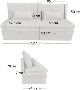 Kontrasto Sofa wypoczynkowa Aster beżowa sztruksowa rozkładana z funkcją spania 8
