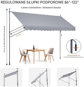 Vevor Markiza Tarasowa 400 x 120 cm z Korbką Ręczną 3