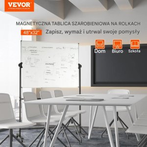 Vevor Tablica suchościeralna magnetyczna 120x80cm dwustronna mobilna na kółkach 2