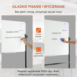 Vevor Tablica suchościeralna magnetyczna 120x80cm dwustronna mobilna na kółkach 4