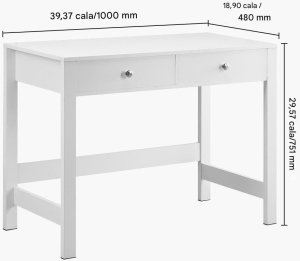 InMondo Biurko dziecięce z szufladami 90x50 cm proste do pokoju białe 2