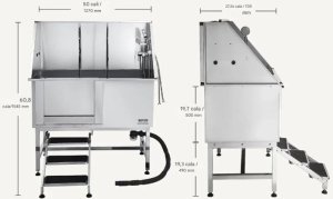 Vevor Wanna do kąpieli psa groomerski 127cm schody filtr wody stal nierdzewna 2