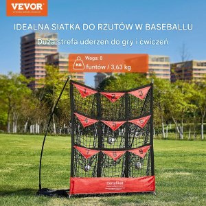 Training Showroom Siatka baseballowa treningowa 9 otworów składana z torbą trening rzutu 4