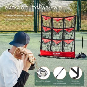 Training Showroom Siatka baseballowa treningowa 9 otworów składana z torbą trening rzutu 5