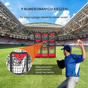 Training Showroom Siatka baseballowa treningowa 9 otworów składana z torbą trening rzutu 6
