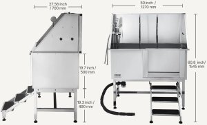 Vevor Wanna groomerska 127 cm stal nierdzewna rampa filtr prysznic drzwi prawe 2