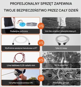 OWL-TECH Tyrolka ogrodowa 48,7m 226kg zestaw uprząż hamulec linowy do ogrodu 4