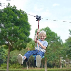 OWL-TECH Tyrolka ogrodowa 48,7m 226kg zestaw uprząż hamulec linowy do ogrodu 7