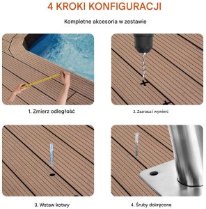 Cavatorta Poręcz basenowa 2 szt 76x76cm stal nierdzewna z podstawą antypoślizgowa SPA 6