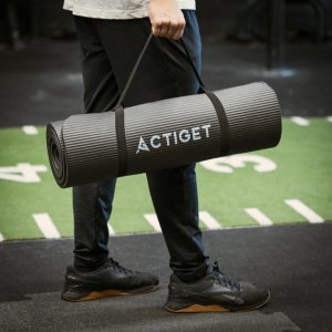 Actiget Mata do jogi, ćwiczeń fitness 183x61 cm antypoślizgowa, materac do stretchingu czarny Uniwersalny 2