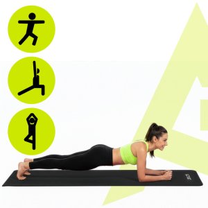 Actiget Mata do jogi, ćwiczeń fitness 183x61 cm antypoślizgowa, materac do stretchingu czarny Uniwersalny 25