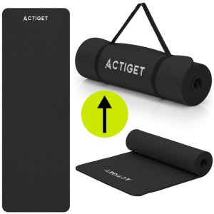 Actiget Mata do jogi, ćwiczeń fitness 183x61 cm antypoślizgowa, materac do stretchingu czarny Uniwersalny 26