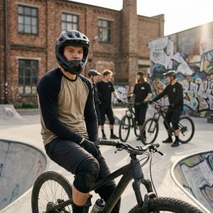 Kiddimoto Kask pełno twarzowa Nils Extreme MTW101 czarny lekki regulowane dopasowanie 14