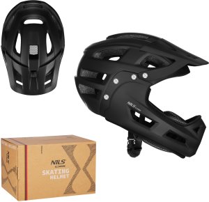 Kiddimoto Kask pełno twarzowa Nils Extreme MTW101 czarny lekki regulowane dopasowanie 3