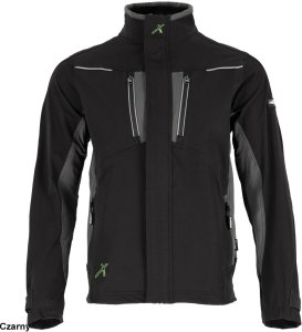 Stalco Męska bluza robocza elastyczna wiatroszczelna dodatki odblaskowe 3M Scotchlite budownictwo serwis montaż oliwkowa czarna STRETCH LINE - czarny 2XL 2