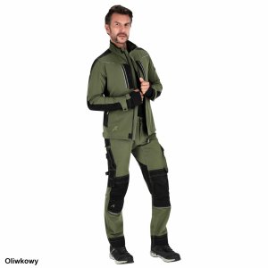 Stalco Męska bluza robocza elastyczna wiatroszczelna dodatki odblaskowe 3M Scotchlite budownictwo serwis montaż oliwkowa czarna STRETCH LINE - czarny XL 15