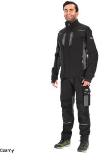 Stalco Męska bluza robocza elastyczna wiatroszczelna dodatki odblaskowe 3M Scotchlite budownictwo serwis montaż oliwkowa czarna STRETCH LINE - czarny XL 3