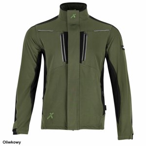 Stalco Męska bluza robocza elastyczna wiatroszczelna dodatki odblaskowe 3M Scotchlite budownictwo serwis montaż oliwkowa czarna STRETCH LINE - czarny XL 7