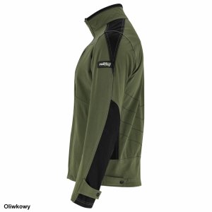 Stalco Męska bluza robocza elastyczna wiatroszczelna dodatki odblaskowe 3M Scotchlite budownictwo serwis montaż oliwkowa czarna STRETCH LINE - oliwkowy XL 10
