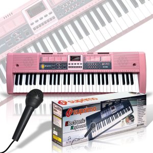 Suprimo Keyboard organy z mikrofonem dla dzieci podświetlane klawisze różowa 6136L 2