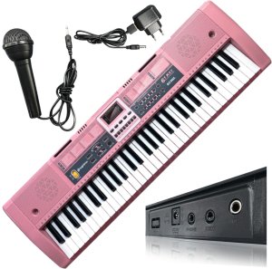 Suprimo Keyboard organy z mikrofonem dla dzieci podświetlane klawisze różowa 6136L 7