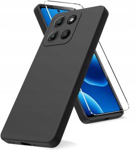 krainaGSM Etui Czarne Matowe Silikon Slim Do Motorola Moto G15 | G15 Power + Szkło 9H 2