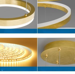 Lampa wisząca ALTAVOLA DESIGN Mikeru Złota Lampa Wisząca LED 4 Ringi 40-100cm Ściemnialna Nowoczesna 3