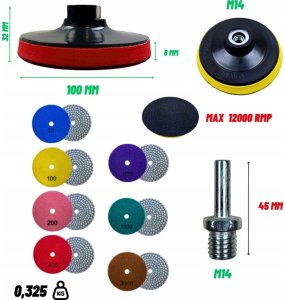 Stabilus ZESTAW DO POLEROWANIA KAMIENIA 8w1; 100mm + TRZPIEŃ 2
