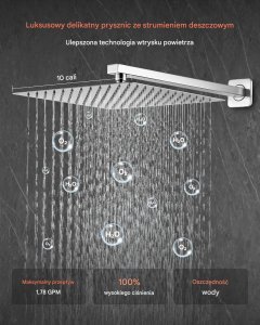 Zestaw prysznicowy momali Zestaw prysznicowy deszczowy 25,4 cm kwadratowy z baterią ścienny nikiel 3