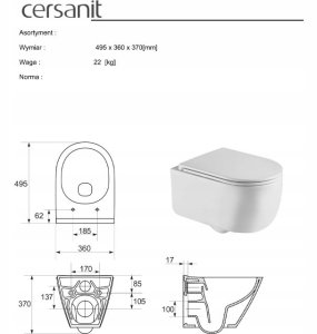 Zestaw kompaktowy WC Cersanit D210 AQUA 50 MECH QF 3/6 INTRO PRO OVAL DUR WO ŁW DUETO CHROM BŁYSK 5