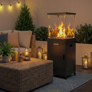 Bauerkraft Parasol grzewczy gazowy ogrzewacz tarasowy promiennik z pokrowcem 13kW 7