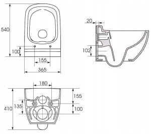 Zestaw kompaktowy WC Cersanit C24 AQUA 50 MECH QF MZ CASPIA CO DUR WO ŁW 11