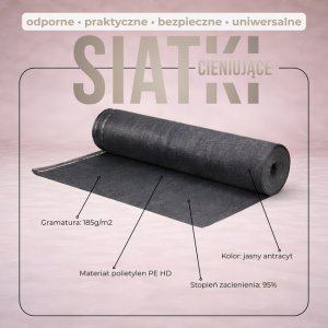 Springos Siatka cieniująca 95% osłonowa 1,7x25 m 185g/m2 100 szt. opasek zaciskowych jasny antracyt UNIWERSALNY 2