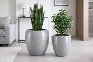Ibergarden Zestaw 2 szt Donica ceramiczna szkliwiona SORIA szary granit 2