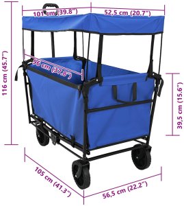 Stabilus Składany Wózek Ręczny Czarny 105 x 56.5 x 116 cm Tkanina Oxford 12