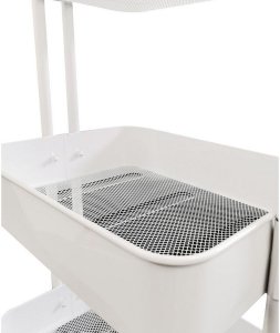 Kontrasto Metalowy wózek 3 poziomy 75 cm biały mobilny regał na kółkach 11