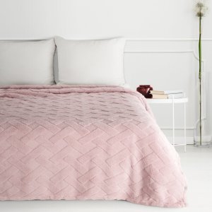 Design 91 Koc CARO 150x200 pudrowy róż mikroflano jodełka 340gsm 2