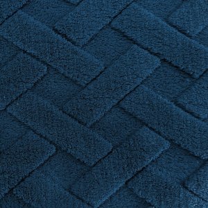 Design 91 Koc mikroflano CARO 200x220 granatowy jodełka miękki (EURO_5903571768629) 5