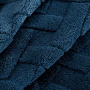 Design 91 Koc mikroflano CARO 200x220 granatowy jodełka miękki (EURO_5903571768629) 6