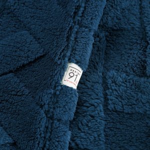 Design 91 Koc mikroflano CARO 200x220 granatowy jodełka miękki (EURO_5903571768629) 7