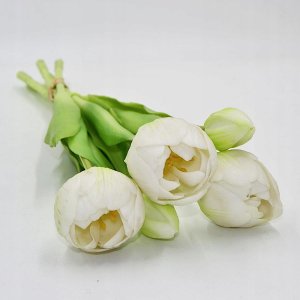 Saska Garden BUKIET 5 TULIPANÓW PIWONIOWYCH BIAŁYCH 39CM JAK ŻYWYCH DEKORACJA WIOSENNA 3